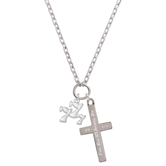 Delight Jewelry Three Lucky 7s Everlasting Love Engraved Cross Zoey Necklace, 28"