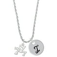 thumbnail image 1 of Delight Jewelry Three Lucky 7s Silvertone Script Initial Disc - I - Charm Necklace, 20"+3", 1 of 4