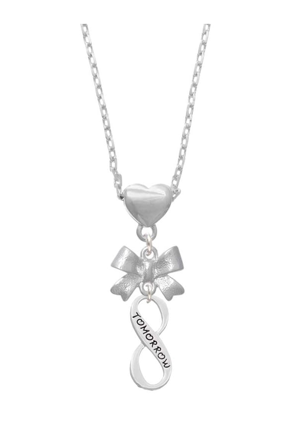 Today Tomorrow Infinity Sign Silver tone Bow Heart Necklace