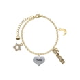 thumbnail image 1 of Delight Jewelry Twins Heart with Two Pair of Baby Feet Goldtone Dream Big Charm Bracelet, 7.5+2" Extender, 1 of 4