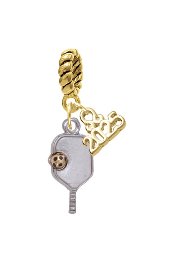 Two Tone Pickleball Paddle - Gold-tone Rope Charm Bead Dangle with Mini 2025