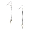 thumbnail image 1 of Delight Jewelry Two-tone 3-D Candy Cane - Silver-tone Long Sparkle Dangle French Earrings, 1 of 4