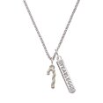 thumbnail image 1 of Delight Jewelry Two-tone 3-D Candy Cane Silvertone Fearless Bar Charm Necklace, 23", 1 of 4