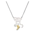 thumbnail image 1 of Delight Jewelry Two-tone 3-D Ice Skate Silvertone Dream Big Pendant Necklace, 25", 1 of 4