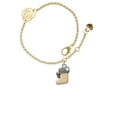 thumbnail image 1 of Delight Jewelry Two-tone 3-D Stocking with Clear Crystal Gold-tone Rose Link Chain Bracelet, 6.25"+1.75" Extender, 1 of 4