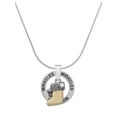 thumbnail image 1 of Delight Jewelry Two-tone 3-D Stocking with Clear Crystal Miracles Ring Charm Necklace, 18", 1 of 4