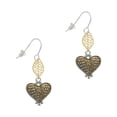 thumbnail image 1 of Delight Jewelry Two-tone Alligator Print Heart Goldtone Leaf French Earrings, 1 of 4