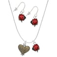 thumbnail image 1 of Delight Jewelry Two-tone Alligator Print Heart Red Lucky Ladybug Necklace and Dangle Earrings Set, 1 of 6