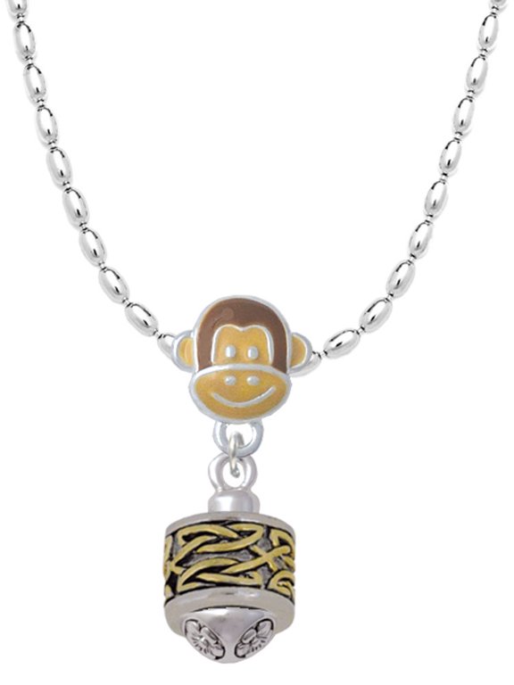 Two-tone Celtic Knot Band Two-tone Spinner Mia Monkey Charm Necklace