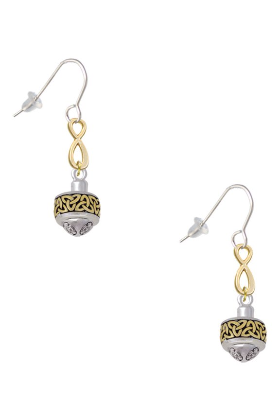 Two-tone Celtic Knot Trinity Band Spinner Gold Tone Infinity French Earrings