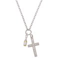 thumbnail image 1 of Delight Jewelry Two-tone Champagne Bottle I Have Plans for You Engraved Cross Zoey Necklace, 28", 1 of 4