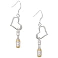 thumbnail image 1 of Delight Jewelry Two-tone Champagne Bottle Open Heart French Earrings, 1 of 4
