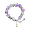 thumbnail image 1 of Delight Jewelry Two-tone Champagne Bottle Purple Butterfly Bead Charm Bracelet, 7"+1" Extender, 1 of 5