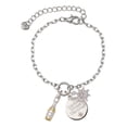 thumbnail image 1 of Delight Jewelry Two-tone Champagne Bottle Silvertone Discover Dream Explore Zoey Charm Bracelet, 6.5+2" Extender, 1 of 4