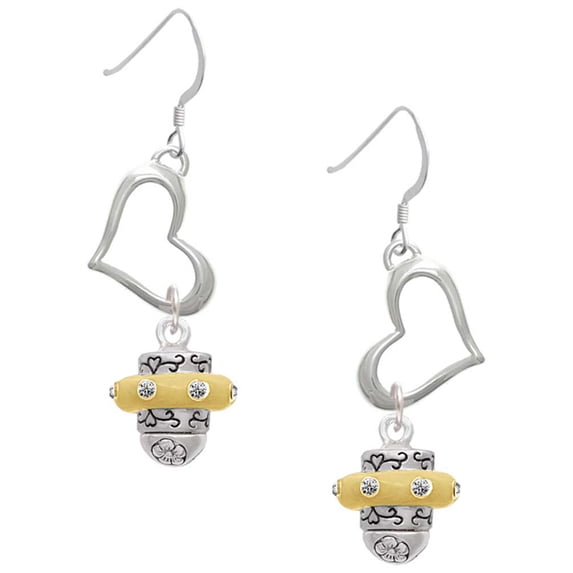 Delight Jewelry Two-tone Crystal Spinner Open Heart French Earrings