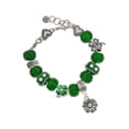 thumbnail image 1 of Delight Jewelry Two-tone Daisy Flower - Green Irish Luck Bead Charm Bracelet, 7.5", 1 of 4