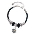thumbnail image 1 of Delight Jewelry Two-tone Daisy Flower Niece Celtic Knot Leather Bead Bracelet, 7"+2" Extender, 1 of 4