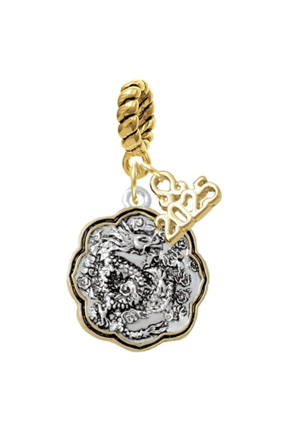 Two-tone Dragon and Phoenix Medallion - Gold-tone Rope Charm Bead Dangle with Mini 2025
