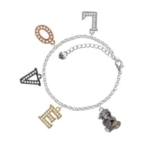 Delight Jewelry Two-tone Dragon with Crystals Multi-Colored Crystal Love Charm Bracelet