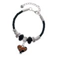 thumbnail image 1 of Delight Jewelry Two-tone Enamel Cheetah Print Heart Godmother Celtic Knot Leather Bead Bracelet, 7"+2" Extender, 1 of 4