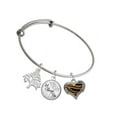 thumbnail image 1 of Delight Jewelry Two-tone Enamel Tiger Print Heart Silvertone Let Things Go Tree Charm Bangle Bracelet, 1 of 4