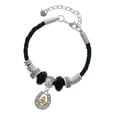 thumbnail image 1 of Delight Jewelry Two-tone Horseshoe with Trinity Knot Daughter Celtic Knot Leather Bead Bracelet, 7"+2" Extender, 1 of 4