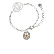 Delight Jewelry Two-tone Horseshoe with Trinity Knot Silver-tone Flower Link Chain Bracelet, 6.75"+2" Extender