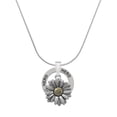 thumbnail image 1 of Delight Jewelry Two-tone Large Daisy Flower Hero Ring Charm Necklace, 18", 1 of 4