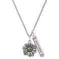 thumbnail image 1 of Delight Jewelry Two-tone Large Daisy Flower Silvertone Mother Daughter Bar Charm Necklace, 23", 1 of 4