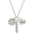 thumbnail image 1 of Delight Jewelry Two-tone Large Daisy with Peace Sign Always My Mother Bar Zoe Necklace, 1 of 4