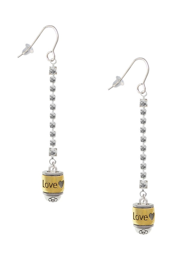 Two-tone Love Forever Spinner - Silver-tone Long Sparkle Dangle French Earrings