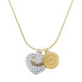 thumbnail image 1 of Delight Jewelry Two-tone 'Mom Rocks' on Clear Crystal Heart - Goldtone Engraved Congrats Class of 2026 Charm Necklace, 18", 1 of 4