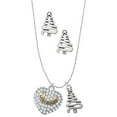 thumbnail image 1 of Delight Jewelry Two-tone 'Mom Rocks' on Clear Crystal Heart Silver tone Zig Zag Christmas Tree Charm Necklace and Stud Earrings, 1 of 4