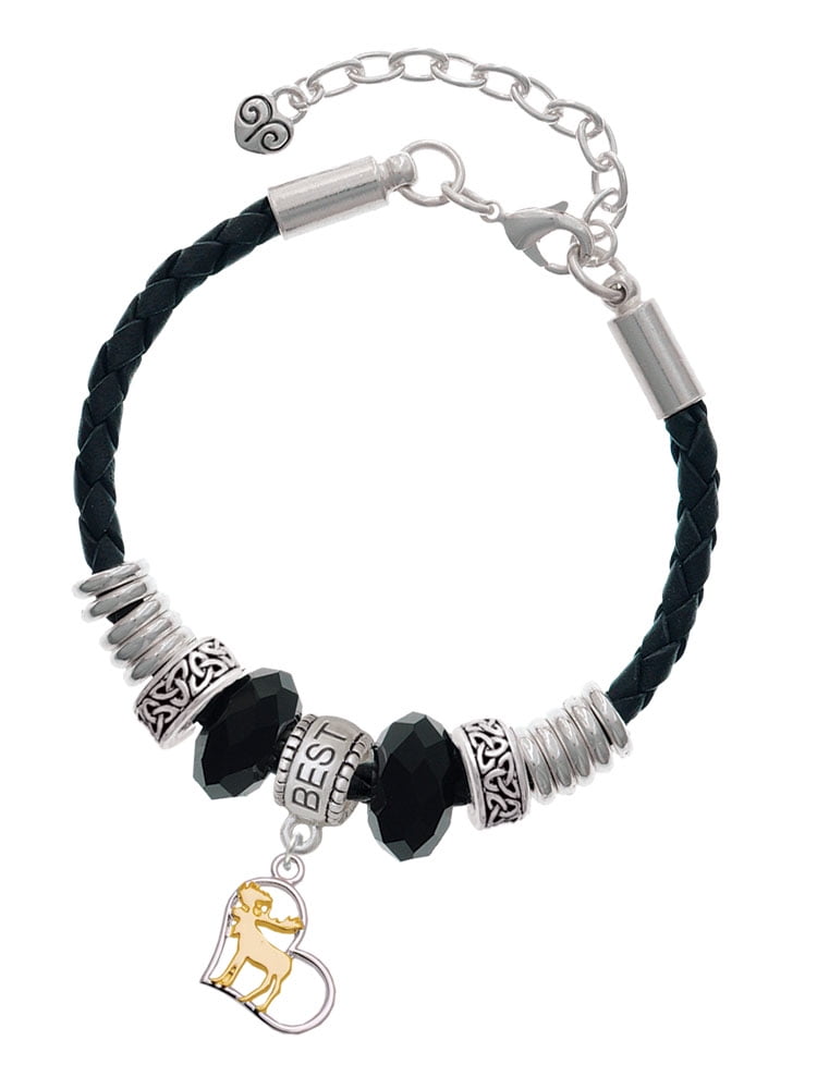 Delight Jewelry Two-tone Cat Silhouette Heart Best Friend Celtic