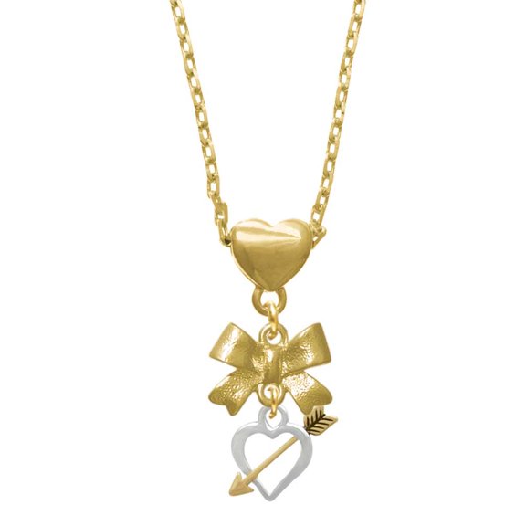 Delight Jewelry Two-tone Open Cupid's Heart Gold tone Heart Necklace
