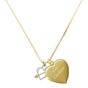 Delight Jewelry Two-tone Open Cupids Heart - Goldtone Engraved Cor Cordium Heart Locket Necklace, 17.5"+2" Extender