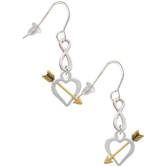Delight Jewelry Two-tone Open Cupid's Heart Silver tone Infinity French Earrings