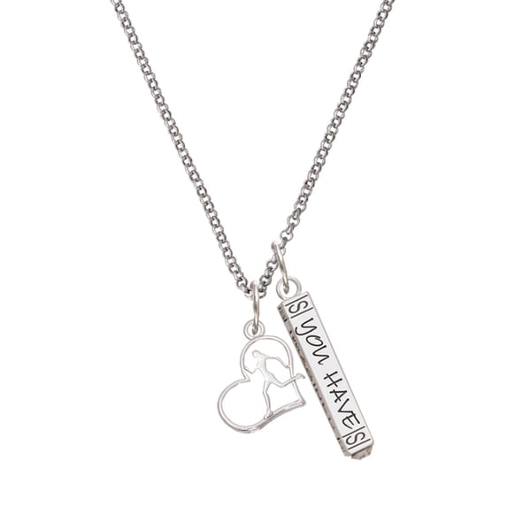 Delight Jewelry Two-tone Runner Silhouette in Heart Silvertone Live the Life You Have Imagined Bar Charm Necklace, 23"
