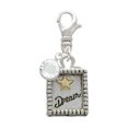 thumbnail image 1 of Delight Jewelry Two-tone Shadow Box ''Dream'' with Star - Silvertone Clip on Charm with Clear Crystal Drop, 1 of 4