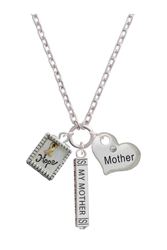 Two-tone Shadow Box ''Hope'' with Ribbon Always My Mother Bar Zoe Necklace