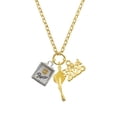 thumbnail image 1 of Delight Jewelry Two-tone Shadow Box ''Peace'' with Peace Sign - Gold-tone Class of 2026 Graduation Zoey Charm Necklace, 28", 1 of 4