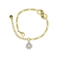 thumbnail image 1 of Delight Jewelry Two-tone Small Daisy with Peace Sign Gold-tone Paw Infinity Link Chain Bracelet, 6"+2" Extender, 1 of 3