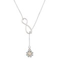 thumbnail image 1 of Delight Jewelry Two-tone Small Daisy with Peace Sign Silver tone Elegant Infinity Lariat Necklace, 1 of 4
