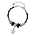 thumbnail image 1 of Delight Jewelry Two-tone Snowman with Crystal Buttons Mom Celtic Knot Leather Bead Bracelet, 7"+2" Extender, 1 of 4