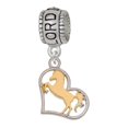 thumbnail image 1 of Delight Jewelry Two-tone Stallion Silhouette Heart Lord Guide Me Charm Bead, 1 of 4