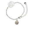 thumbnail image 1 of Delight Jewelry Two-tone Striped Ornament Silver-tone Flower Link Chain Bracelet, 6.75"+2" Extender, 1 of 4
