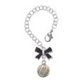 thumbnail image 1 of Delight Jewelry Two-tone Striped Ornament - Silvertone Black Bow Charm Accessory for Tumblers and Thermal Cups, 1 of 4