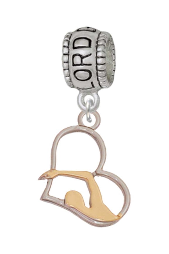 Two-tone Swimmer in Heart Lord Guide Me Charm Bead