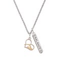 thumbnail image 1 of Delight Jewelry Two-tone Swimmer in Heart Silvertone Balance Bar Charm Necklace, 23", 1 of 4