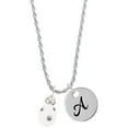 thumbnail image 1 of Delight Jewelry White Easter Egg with Clear Crystal Dots Silvertone Script Initial Disc - A - Charm Necklace, 20"+3", 1 of 4